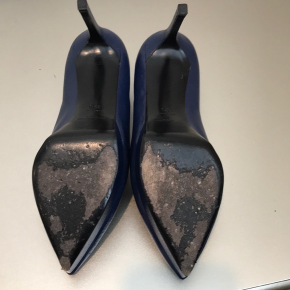 Saint Laurent platform pointy toed blue pumps - Picture 3 of 5